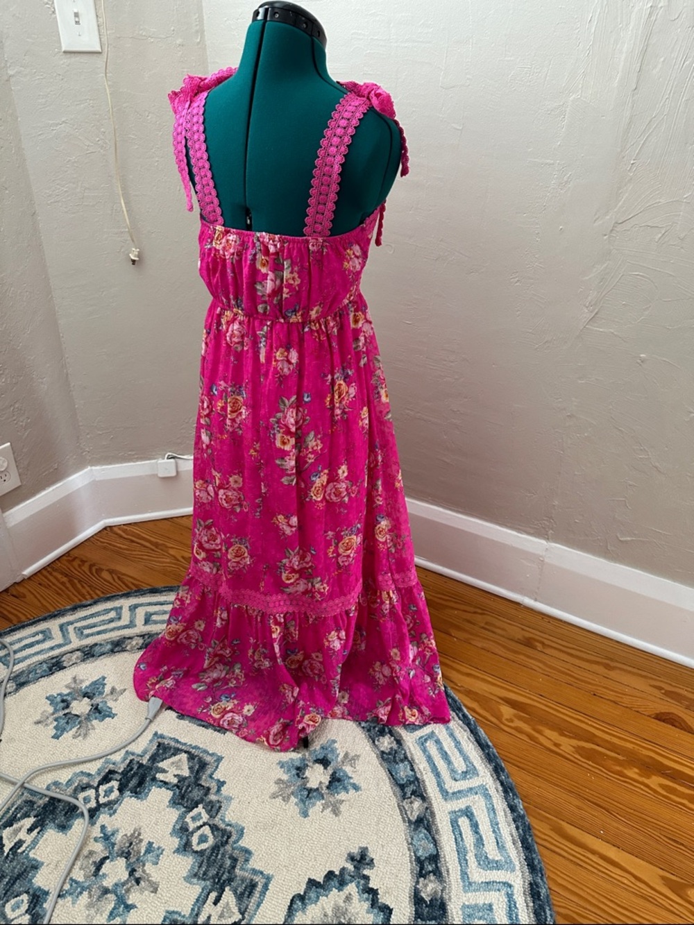 Blu Pepper Pink Floral Tiered Midi Skirt - Picture 4 of 6